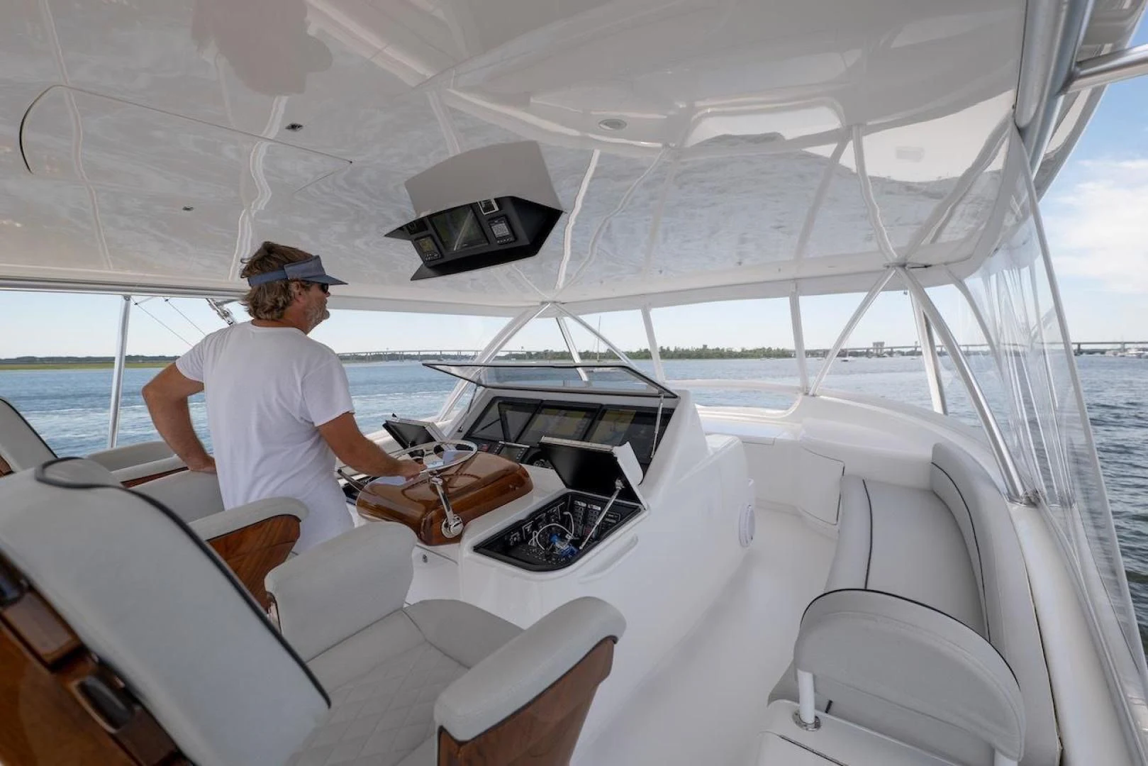a person sitting on a boat aboard GAME ON Yacht for Sale