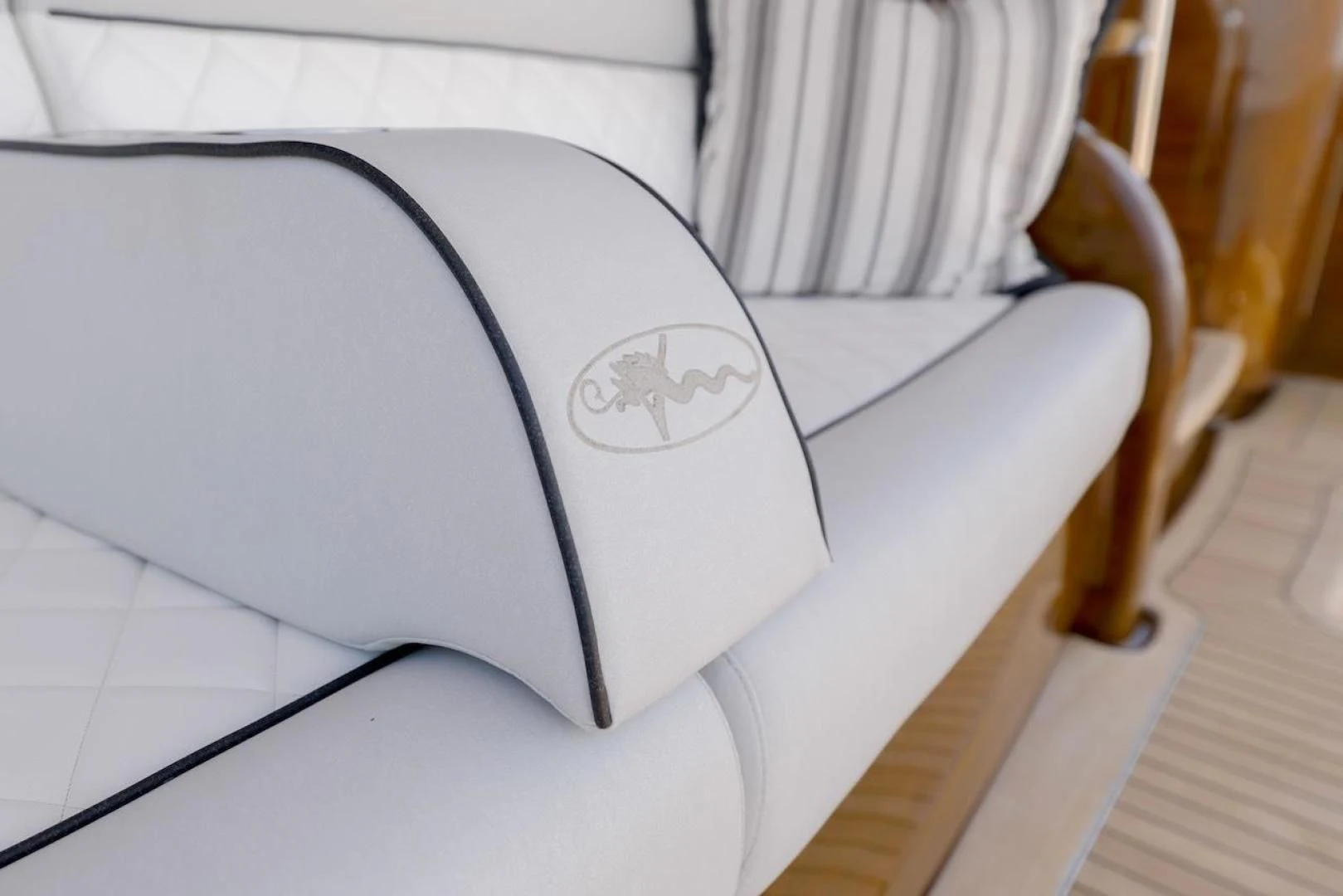 a white pillow on a white surface aboard GAME ON Yacht for Sale