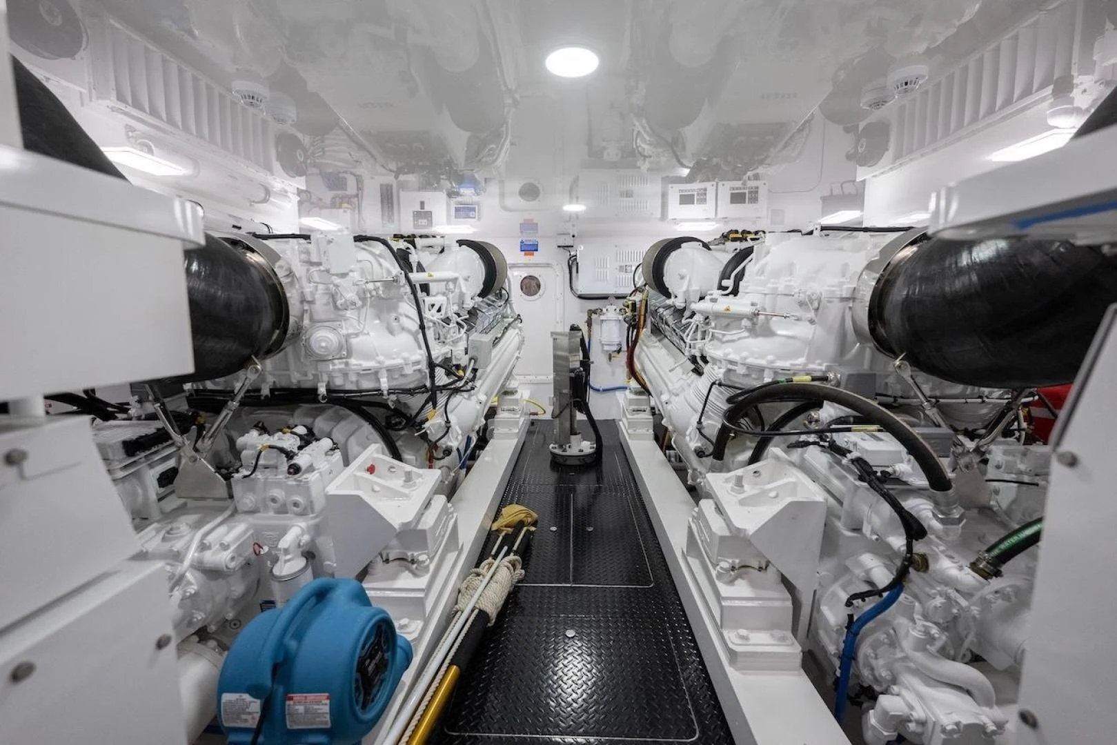 a large room with machinery aboard GAME ON Yacht for Sale