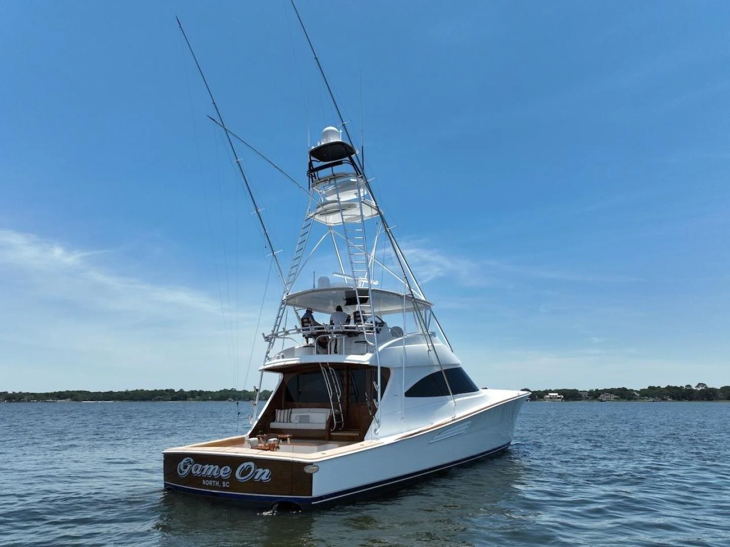 a boat in the water aboard GAME ON Yacht for Sale