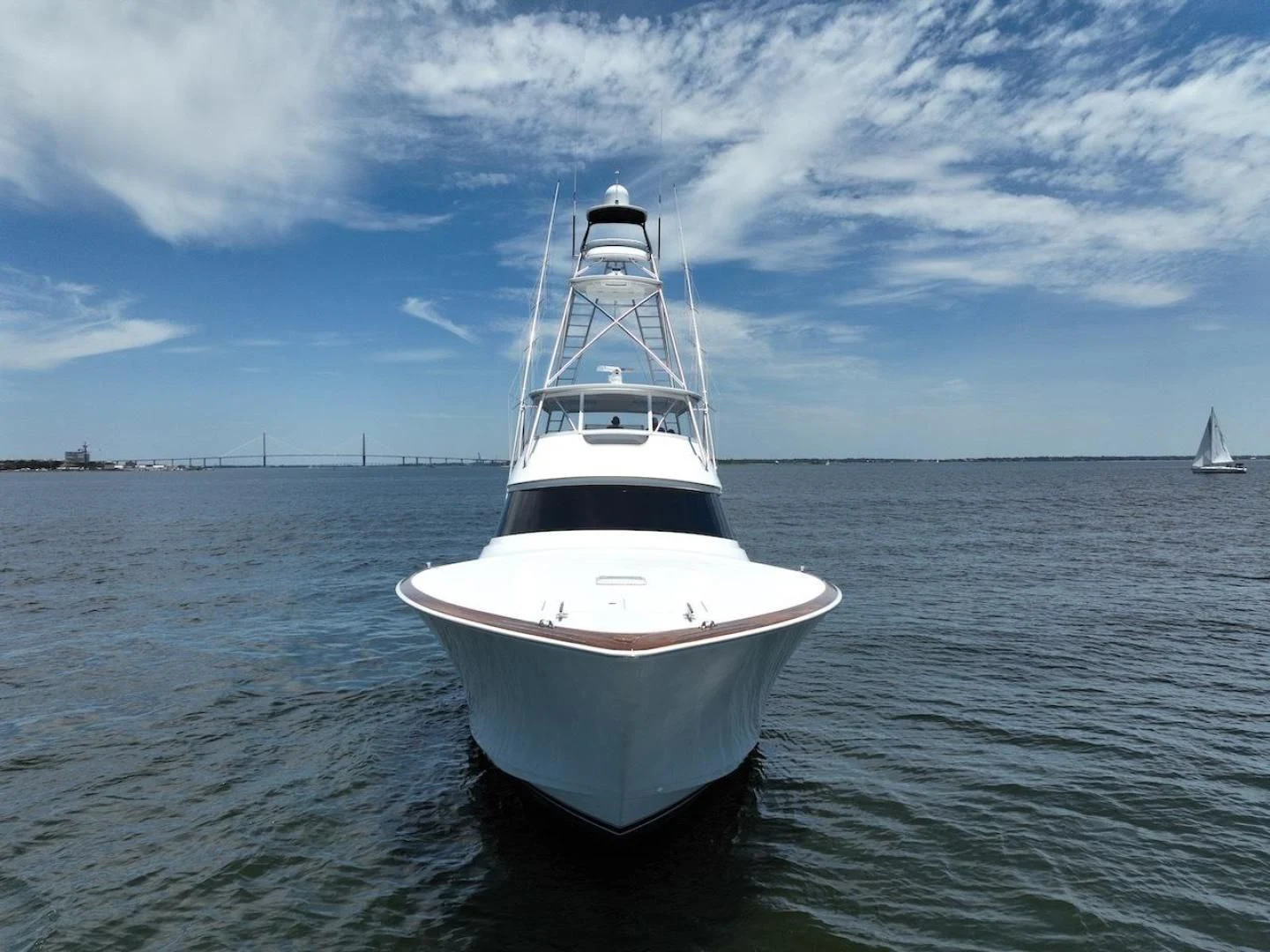 a white boat in the water aboard GAME ON Yacht for Sale