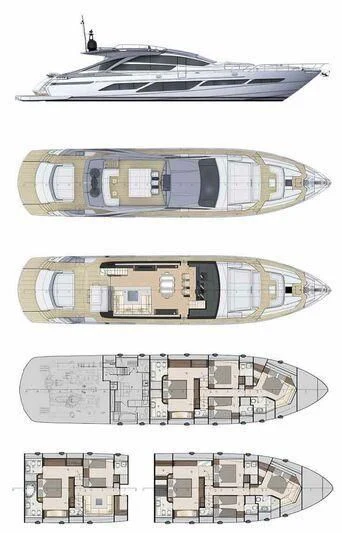 diagram, engineering drawing aboard NAJATI Yacht for Sale