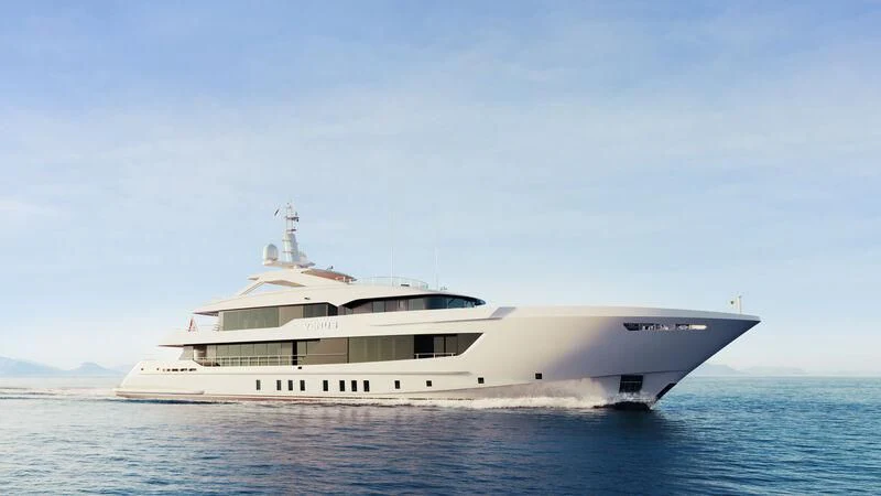 a large white ship in the water aboard SOLEMATES Yacht for Sale