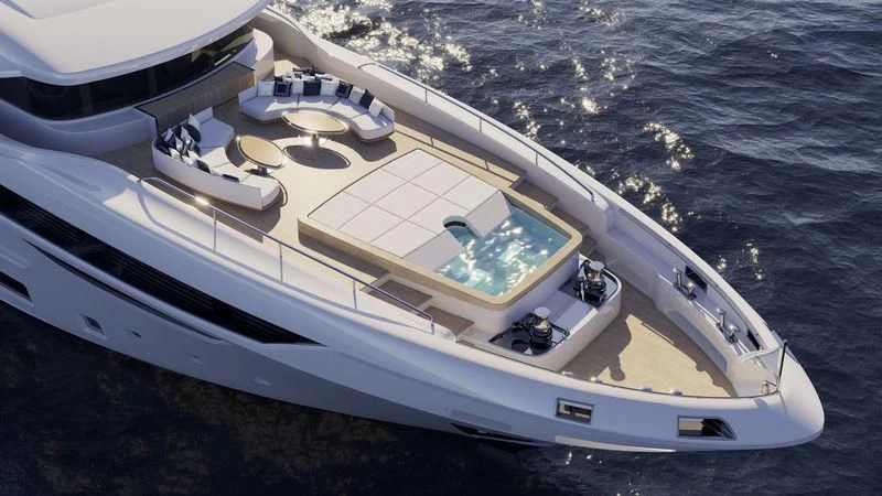 a white yacht on the water aboard DONNA SANTA DUE Yacht for Sale
