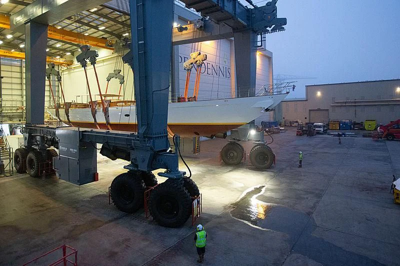 a large machine in a warehouse aboard HALEKAI Yacht for Sale