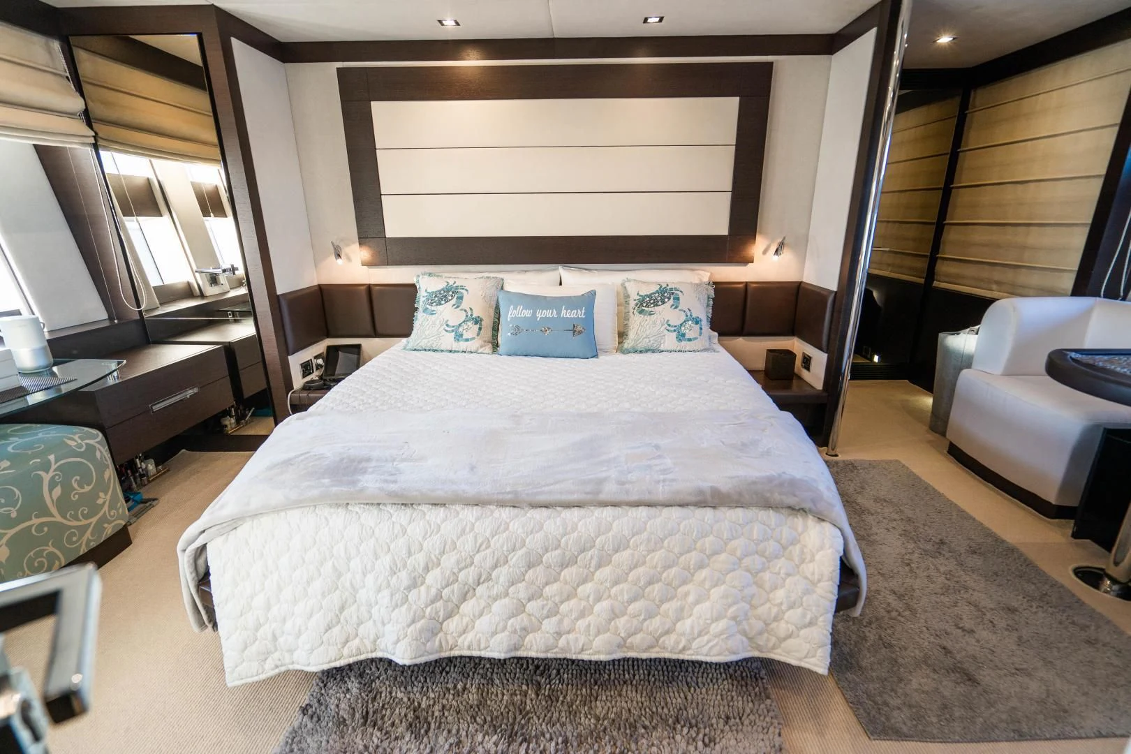 a bed in a room aboard PLANE II SEA Yacht for Sale