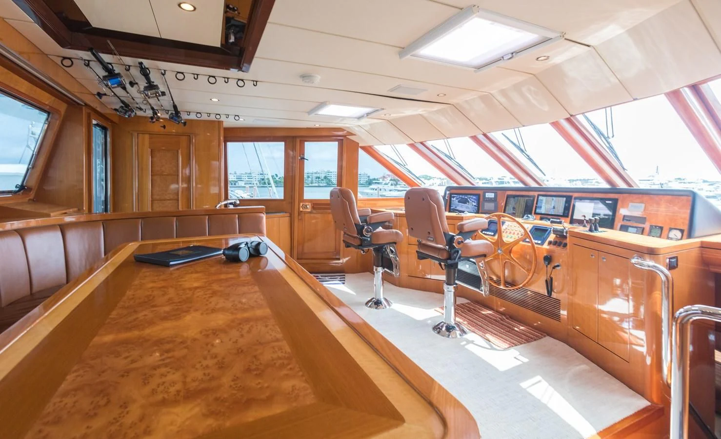 a room with a large wooden boat aboard SOMEWHERE IN TIME Yacht for Sale