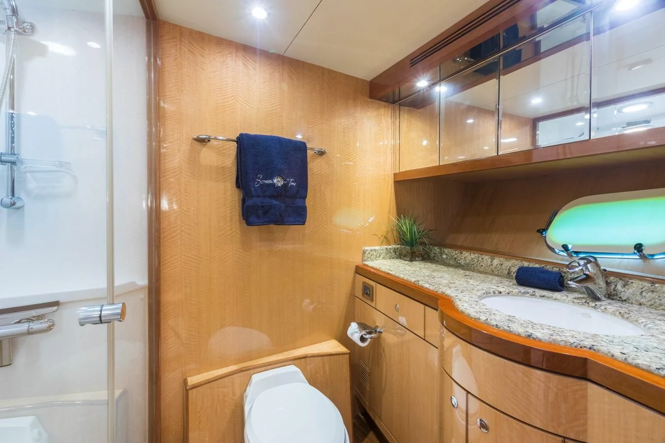 a bathroom with a sink and a toilet aboard SOMEWHERE IN TIME Yacht for Sale