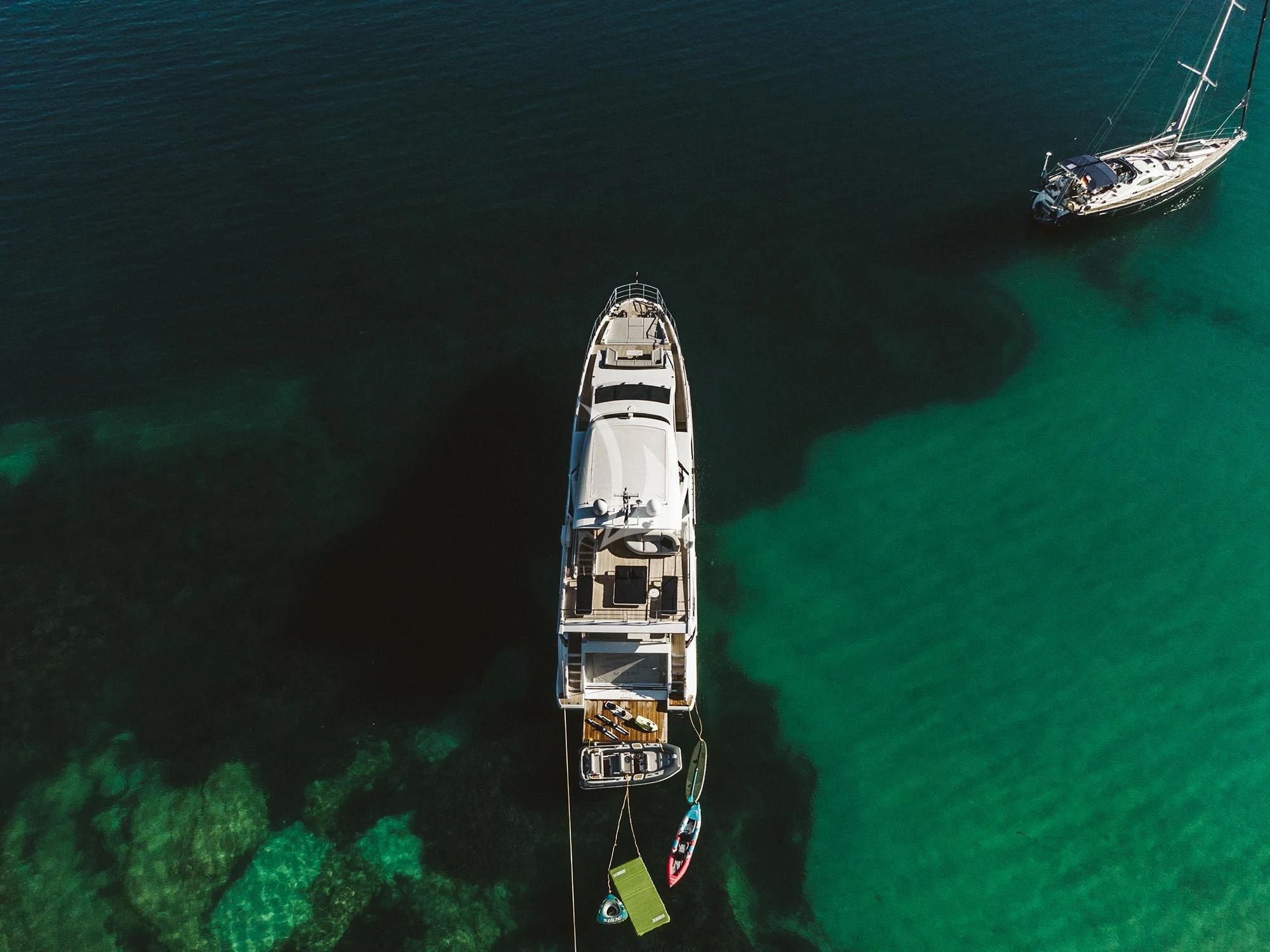 a high angle view of a boat aboard AGIO Yacht for Charter