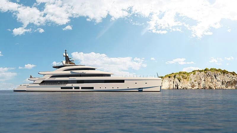 a large ship in the water aboard LADY A Yacht for Sale