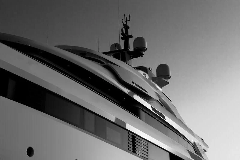 a black and white photo of a ship aboard LADY A Yacht for Sale