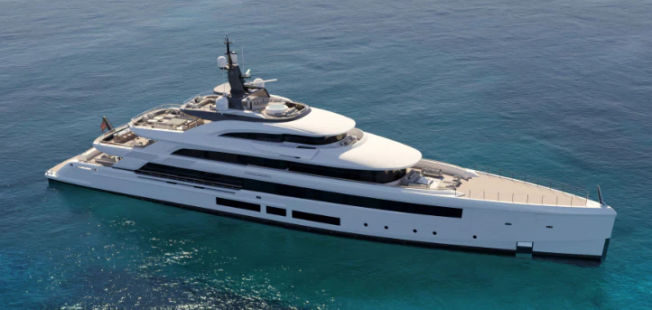 a white yacht in the water aboard LADY A Yacht for Sale