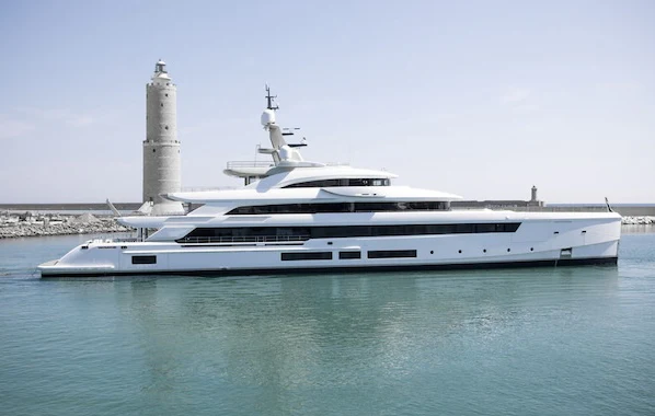 a large white yacht aboard LADY A Yacht for Sale
