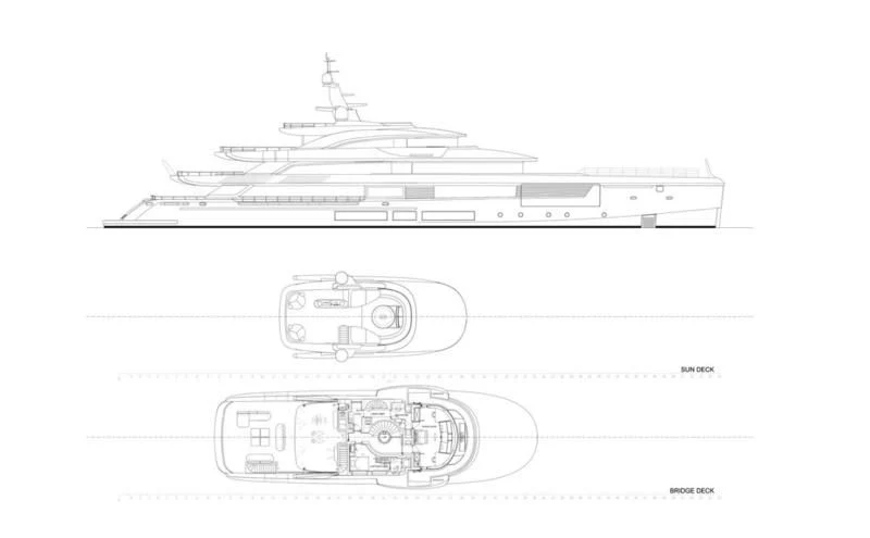 diagram, engineering drawing aboard LADY A Yacht for Sale