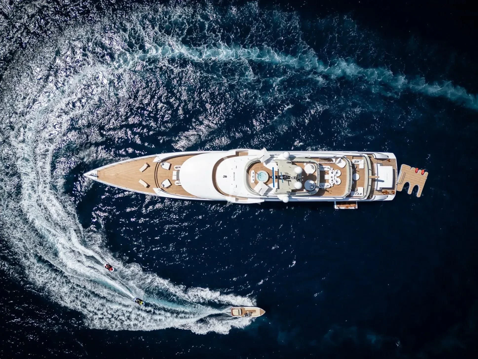 a space ship in the water aboard LADY A Yacht for Sale