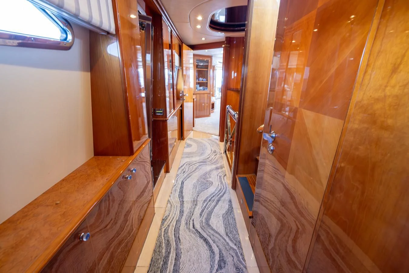 a hallway with wood floors aboard ENDLESS SUN Yacht for Sale