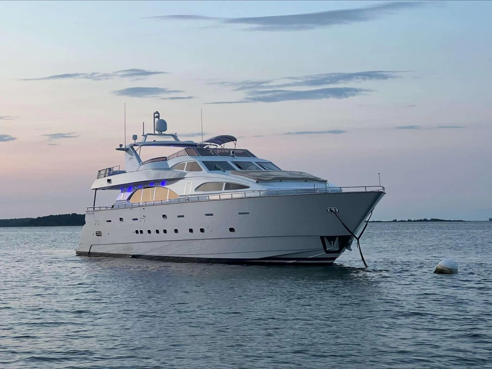 a white yacht in the water aboard ENDLESS SUN Yacht for Sale