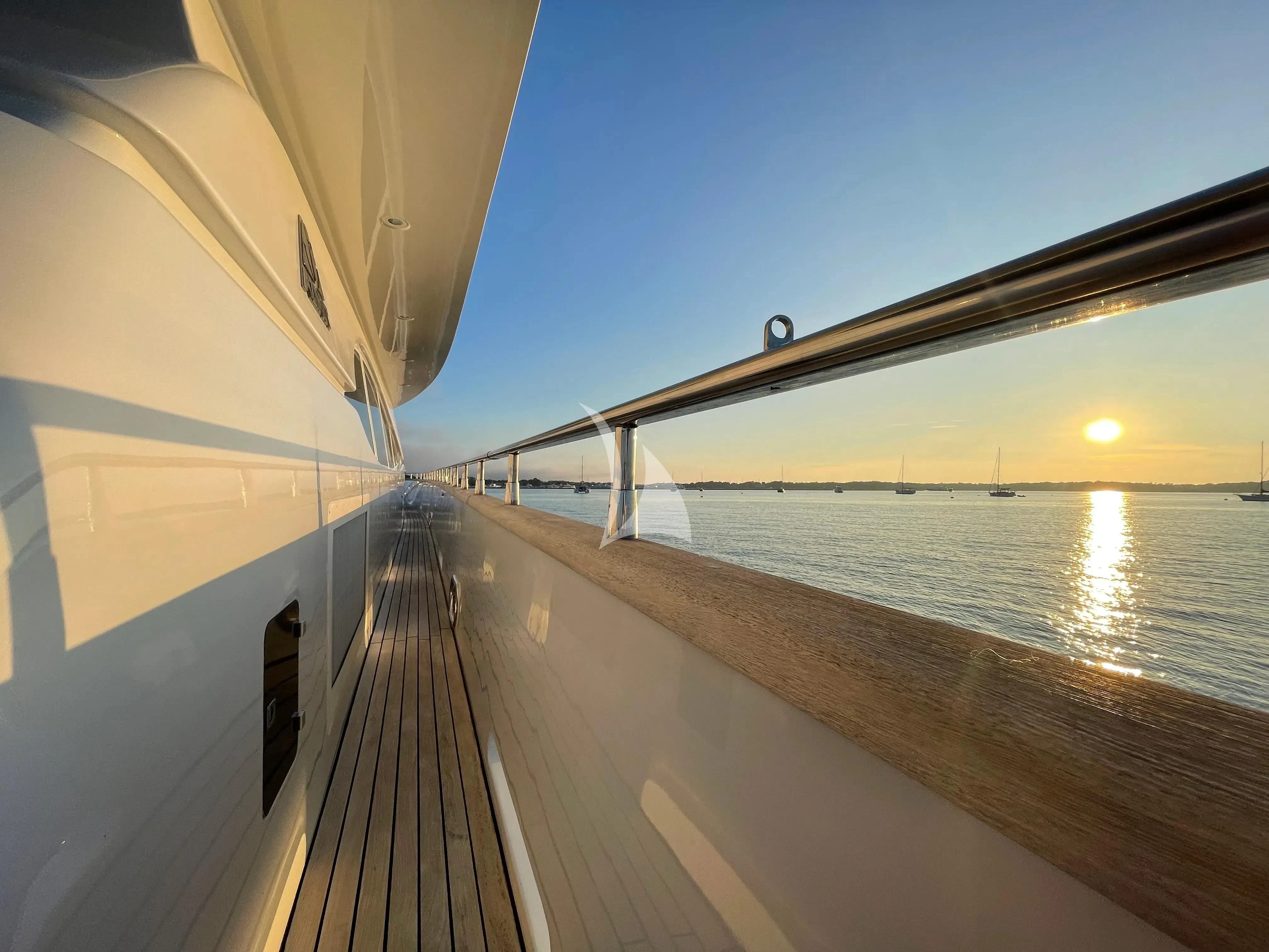 a wooden walkway over water aboard ENDLESS SUN Yacht for Sale