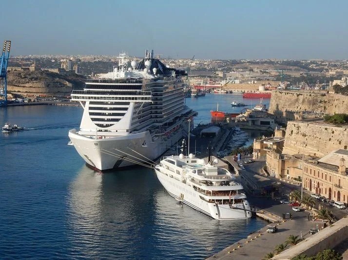 a cruise ship in the water aboard DREAM Yacht for Sale