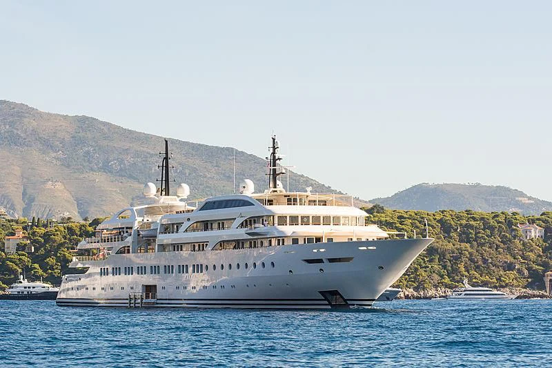 a large white boat in the water aboard DREAM Yacht for Sale