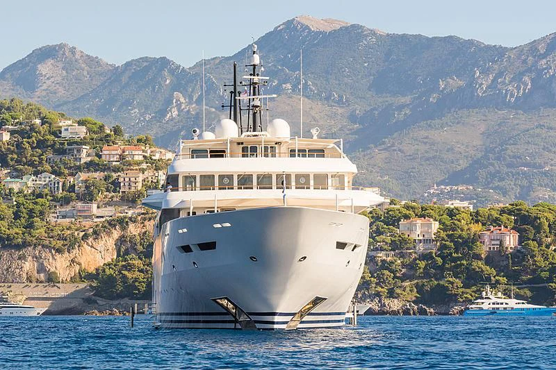 a large white boat in the water aboard DREAM Yacht for Sale
