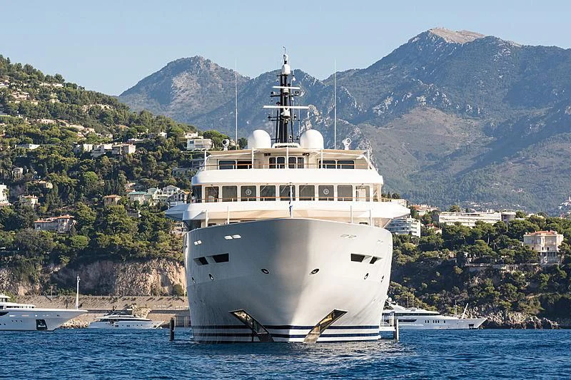 a large white boat in the water aboard DREAM Yacht for Sale