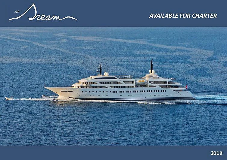 a large ship in the water aboard DREAM Yacht for Sale