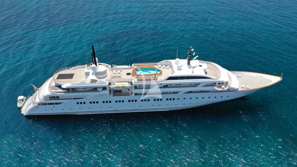 a white yacht in the water aboard DREAM Yacht for Sale