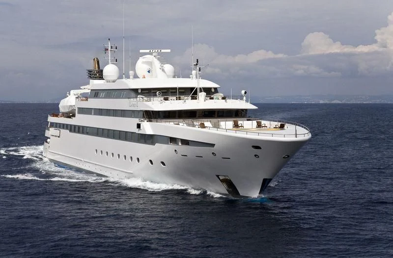 a large white ship aboard LAUREN L Yacht for Sale