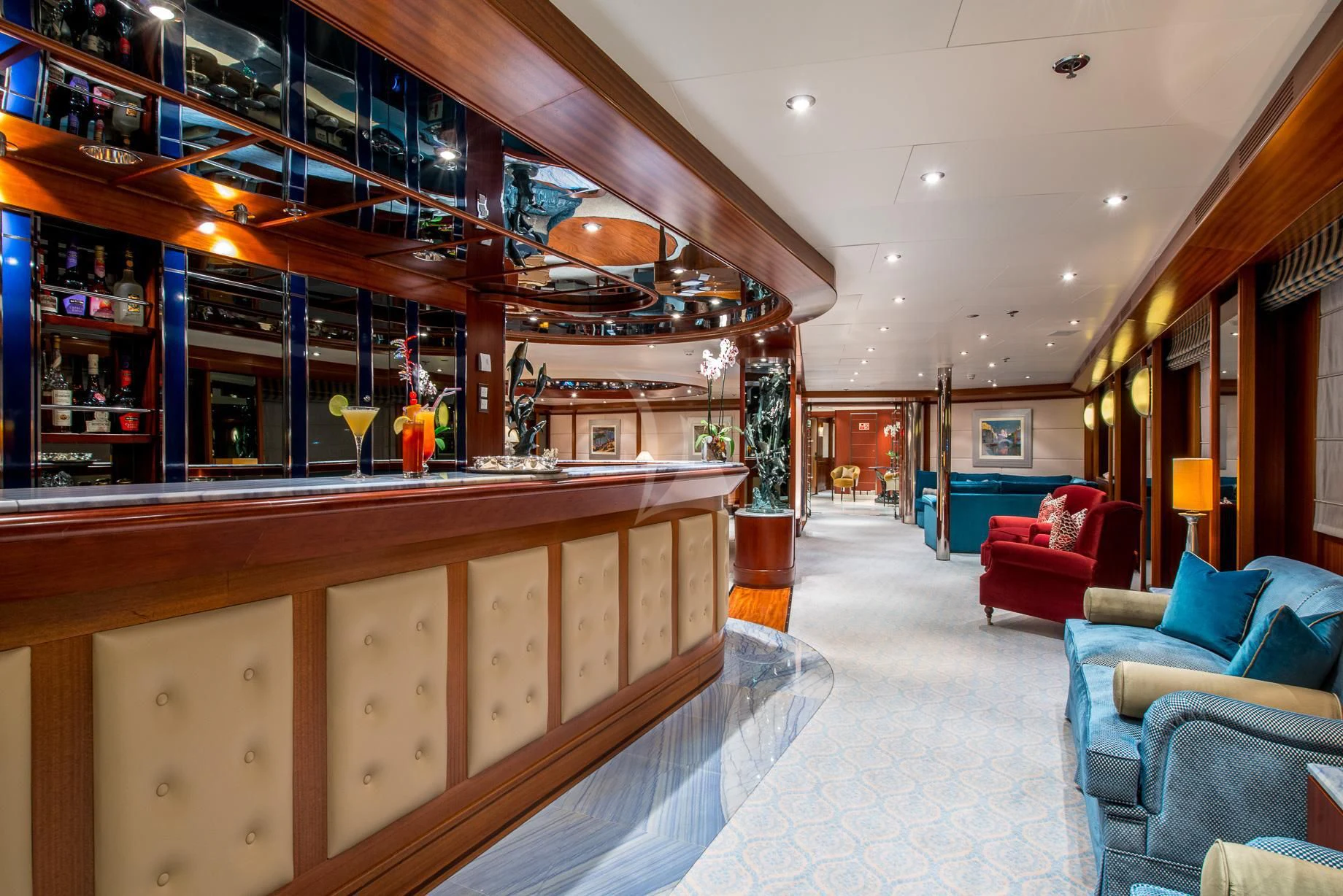 a room with a large glass wall aboard LAUREN L Yacht for Sale