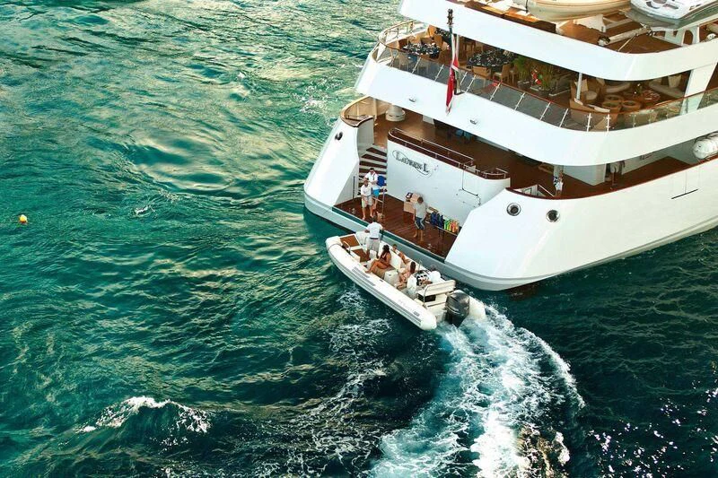 a boat in the water aboard LAUREN L Yacht for Sale