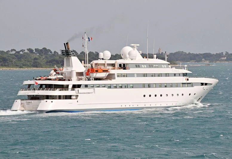 a large white boat in the water aboard LAUREN L Yacht for Sale