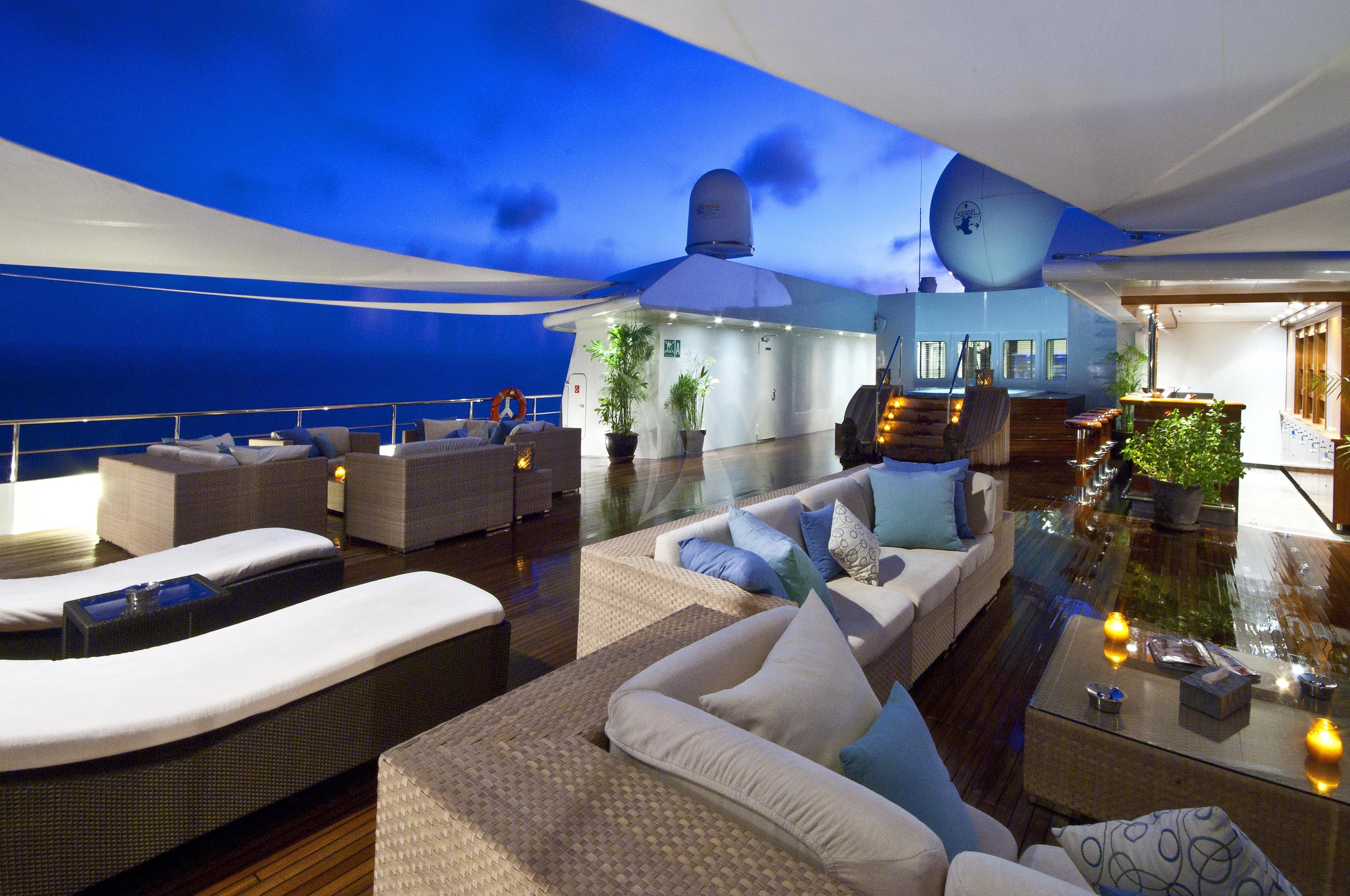 a large modern looking living room aboard LAUREN L Yacht for Sale