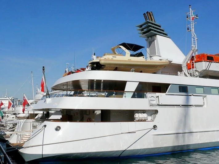 a large white yacht aboard LAUREN L Yacht for Sale