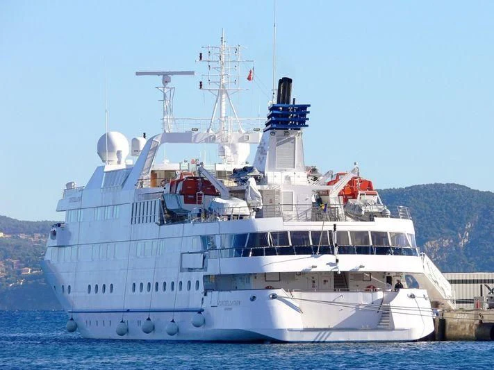 a large white boat aboard LAUREN L Yacht for Sale