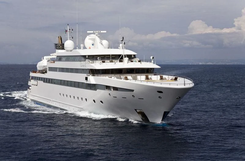 a large white ship aboard LAUREN L Yacht for Sale
