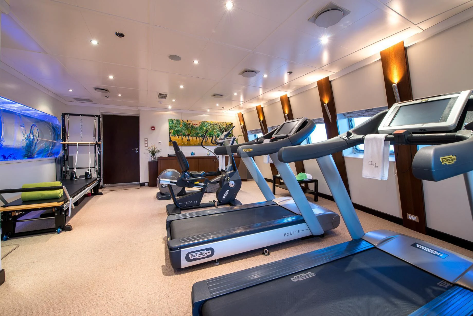 a room with a large pool table aboard LAUREN L Yacht for Sale