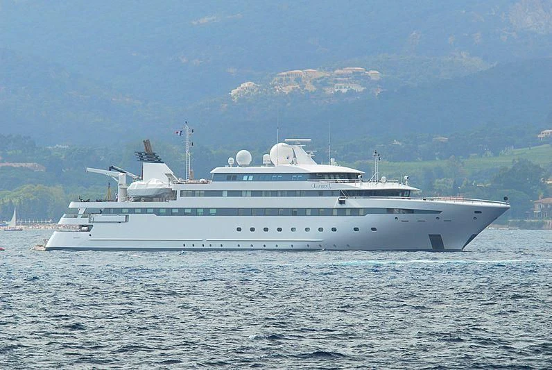 a large white yacht in the water aboard LAUREN L Yacht for Sale