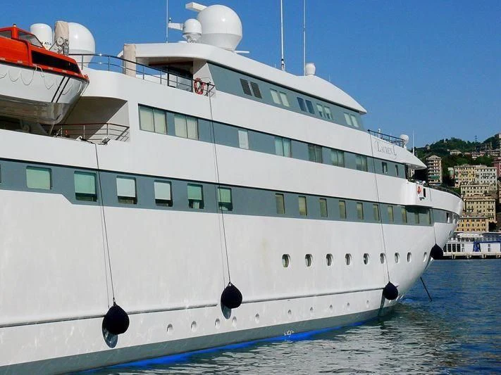 a large white boat aboard LAUREN L Yacht for Sale