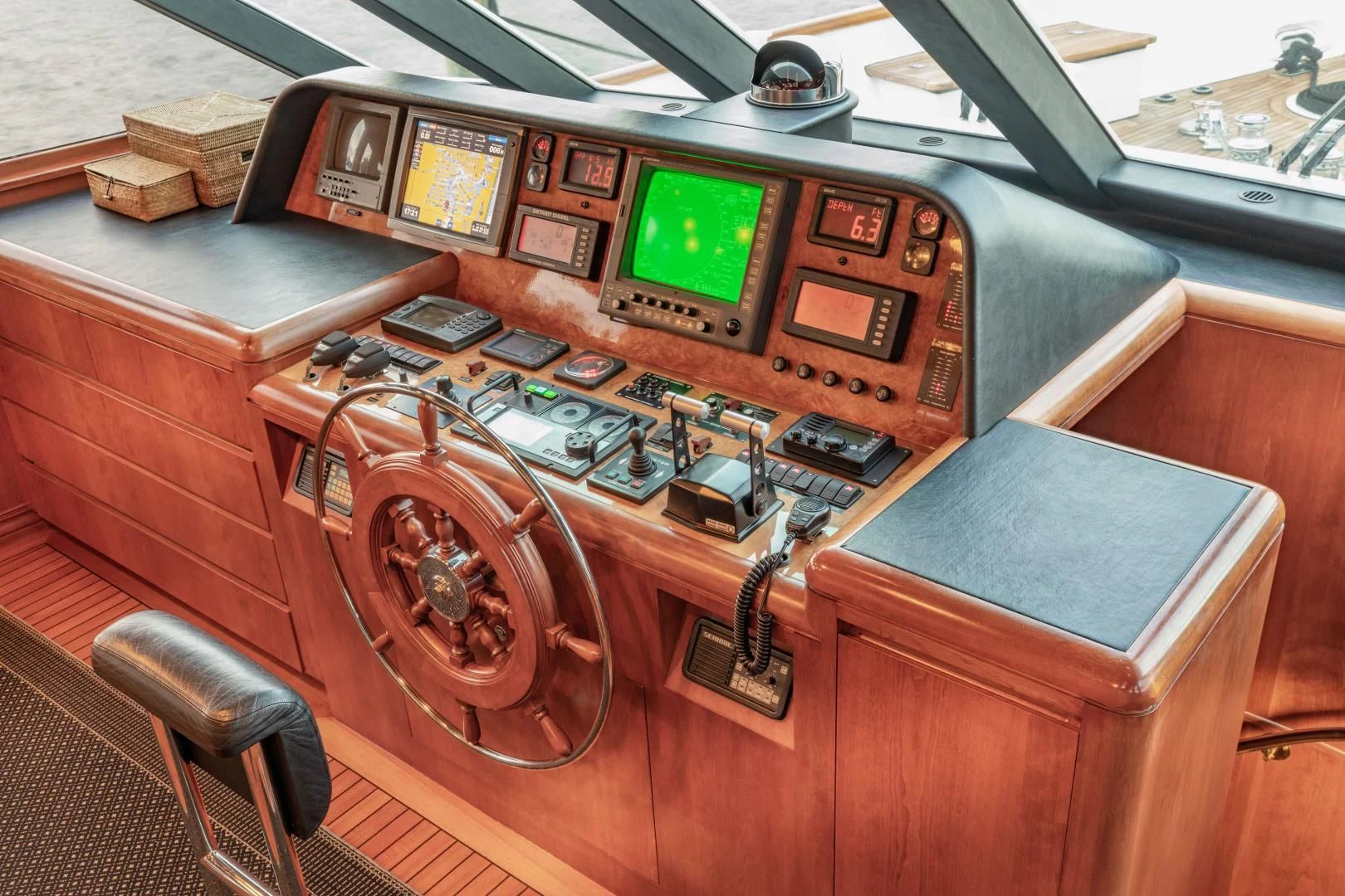 a wooden model of a ship aboard SIMARON Yacht for Sale