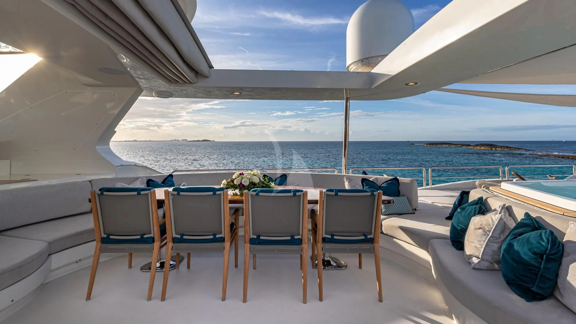a table and chairs on a boat aboard SWEET EMOCEAN Yacht for Sale