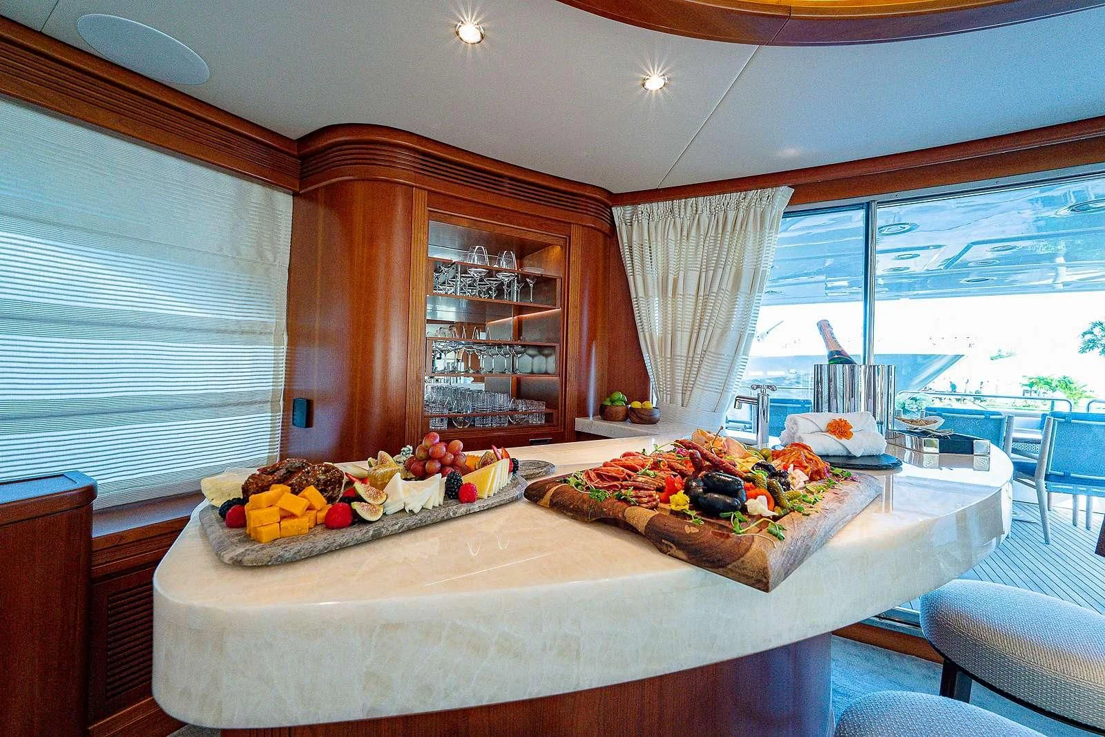 a table with food on it aboard SWEET EMOCEAN Yacht for Sale
