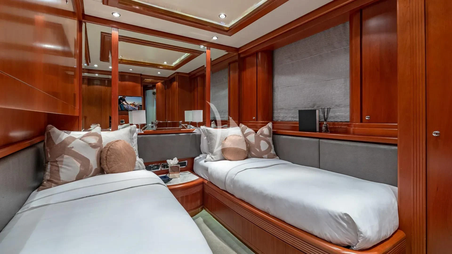 a room with two beds aboard SWEET EMOCEAN Yacht for Sale