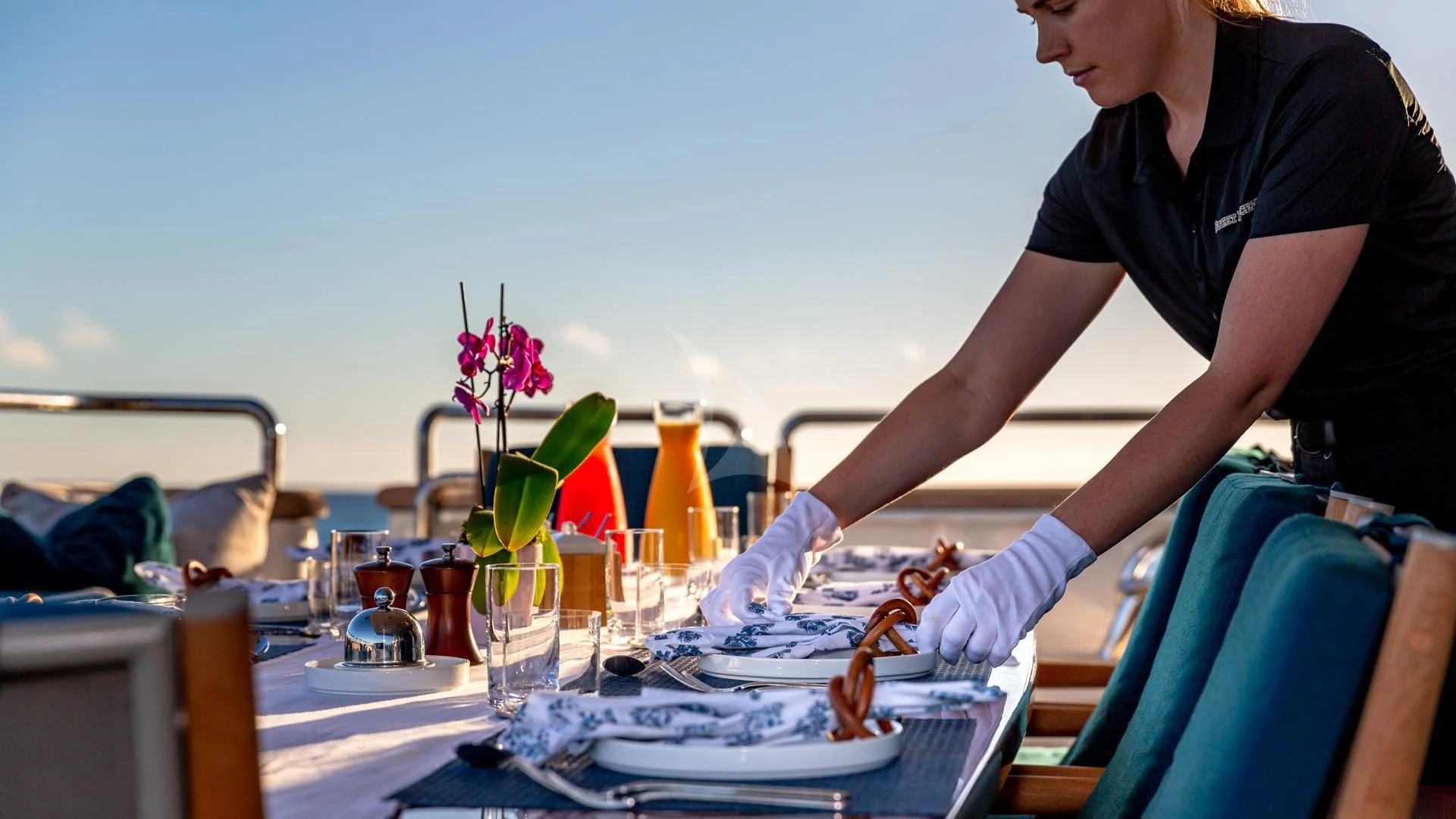 a person working on a project aboard SWEET EMOCEAN Yacht for Sale