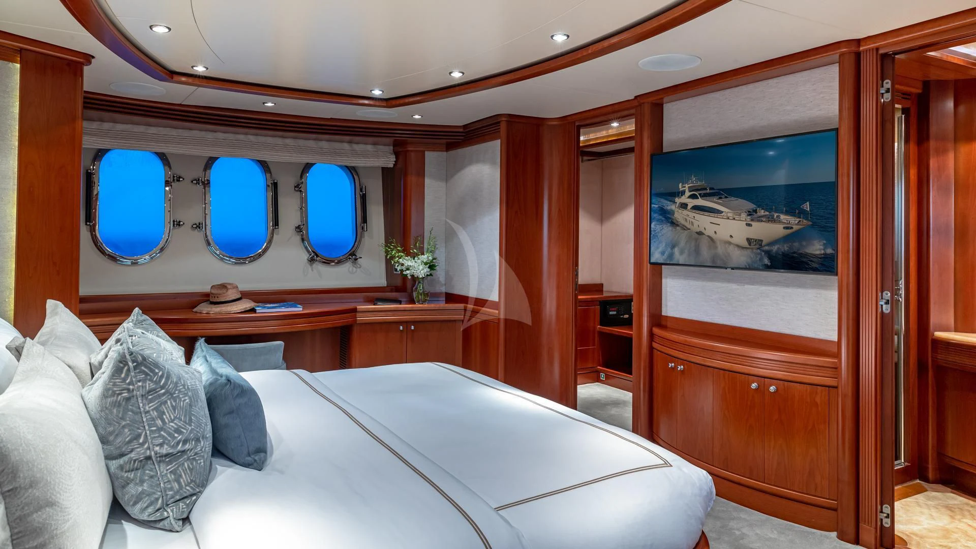 a bed in a room aboard SWEET EMOCEAN Yacht for Sale