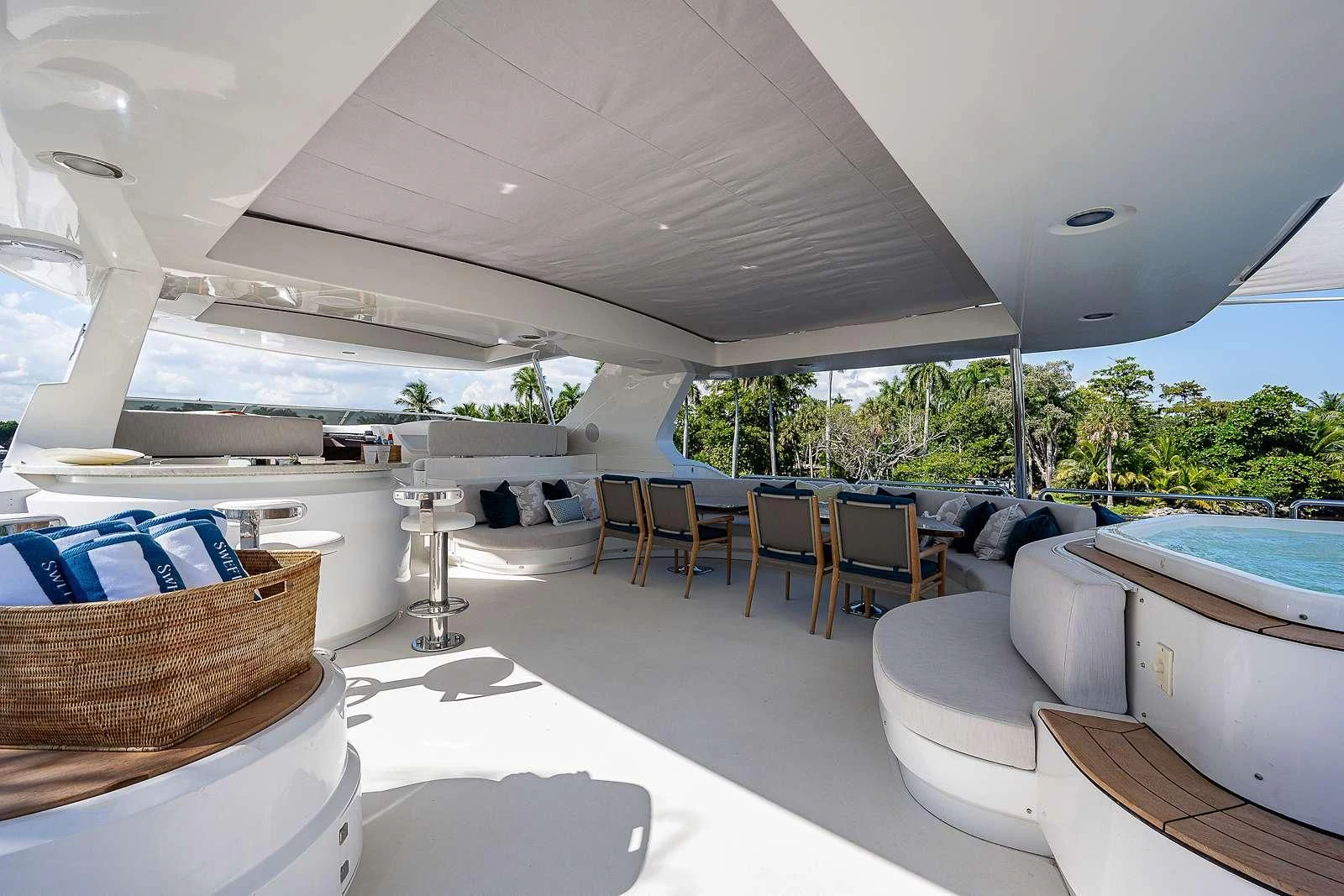 a room with a pool table and chairs aboard SWEET EMOCEAN Yacht for Sale