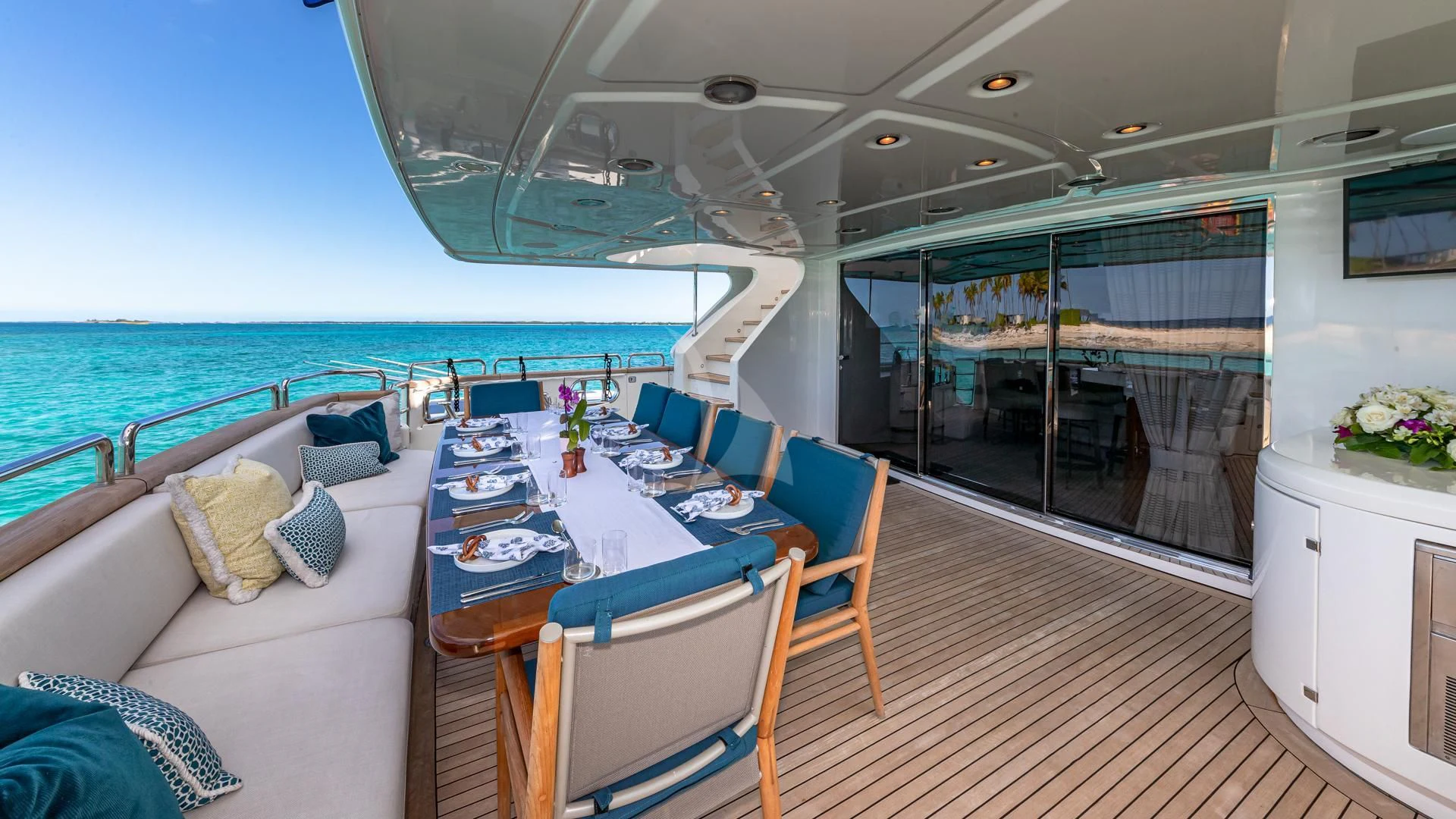 a large room with a balcony aboard SWEET EMOCEAN Yacht for Sale
