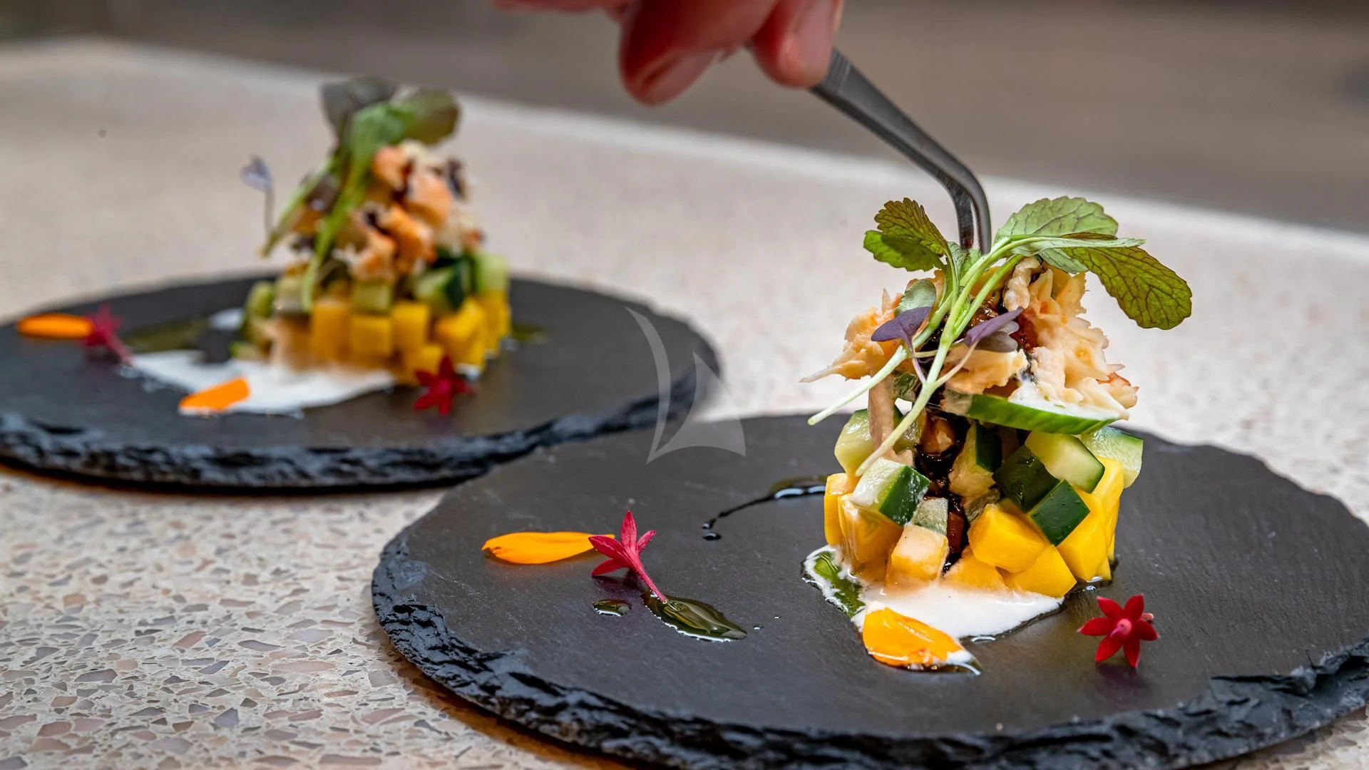 a plate of sushi aboard SWEET EMOCEAN Yacht for Sale