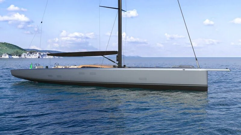 a white boat in the water aboard GALMA Yacht for Sale