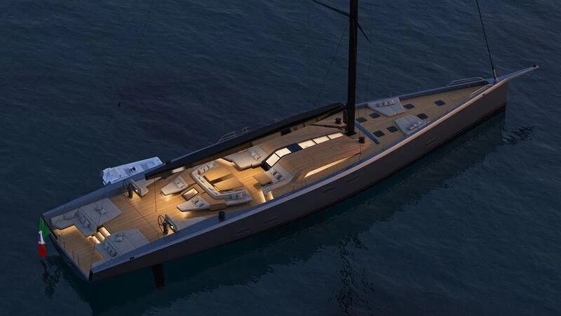 a large ship in the water aboard GALMA Yacht for Sale
